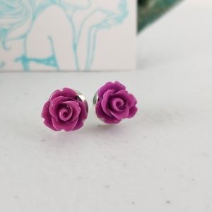 Simply Roses Itty Bitty Purple Stud Earrings